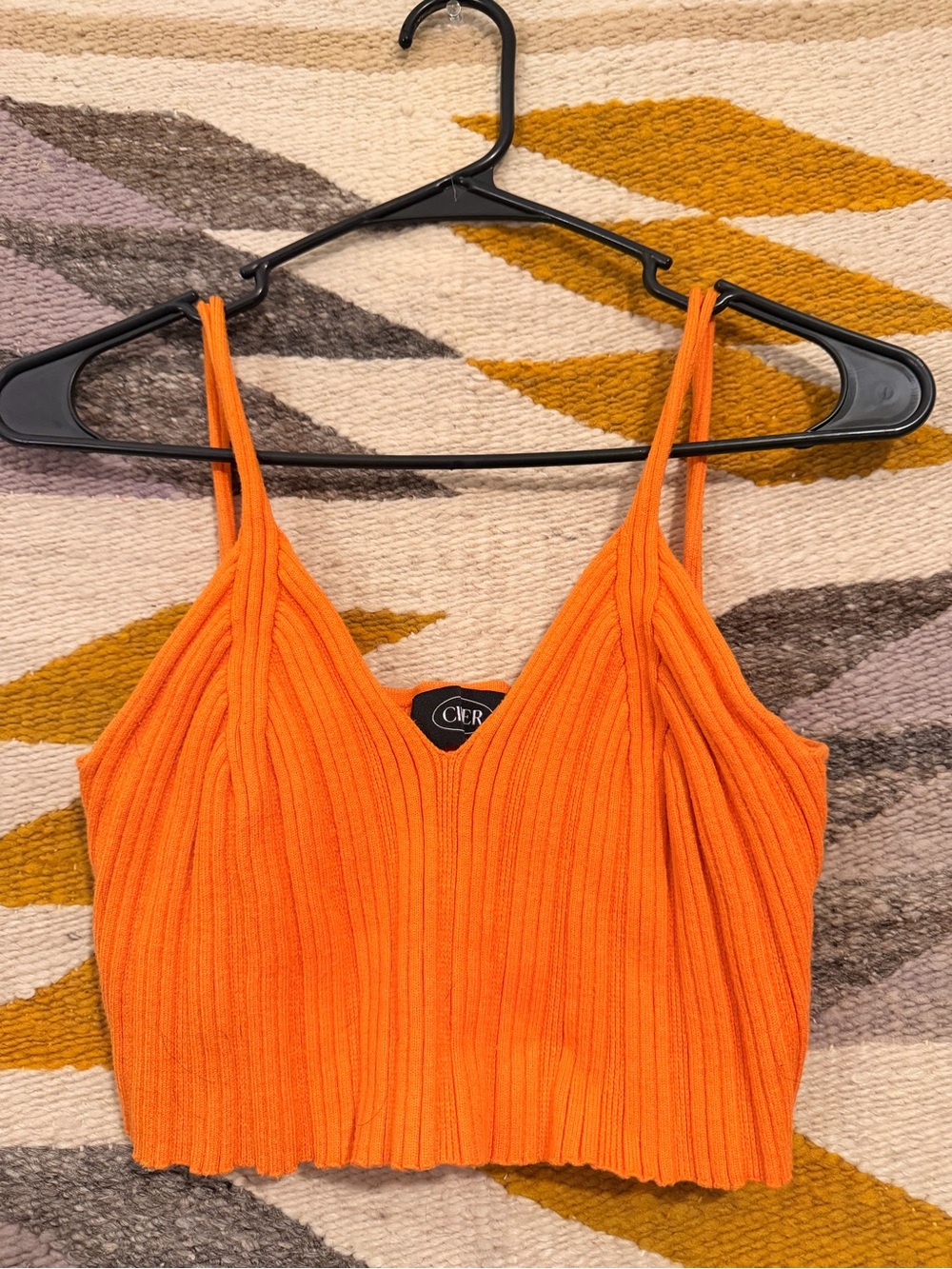 Cider Orange Ribbed V-Neck